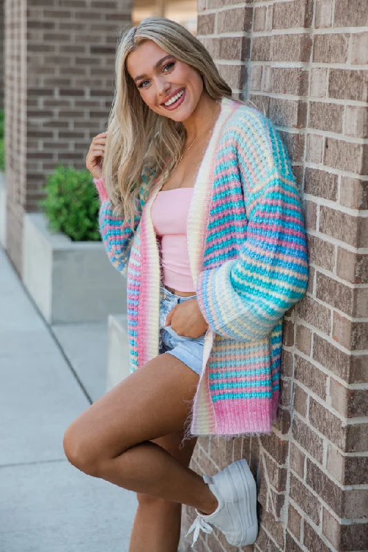cropped women cardigan to pair with high - waisted jeanscropped women cardigan to pair with high - waisted jeansAuthentic Affection Multi Striped Cardigan