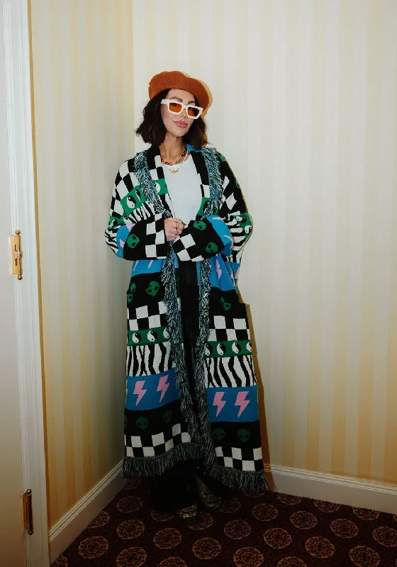 v neck women cardigan to elongate the necklinev neck women cardigan to elongate the necklineLuxe Fringe Blanket Cardigan in Wonderstruck 2.0