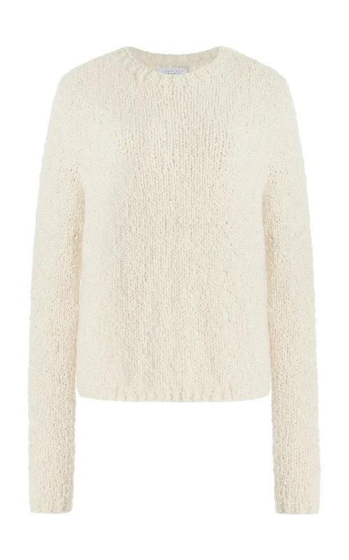 Boat Neck Women's Merino Wool Sweaters in Neutral ShadesAbrams Knit Sweater in Ivory Cashmere Boucle Boat Neck Women's Merino Wool Sweaters in Neutral ShadesAbrams Knit Sweater in Ivory Cashmere Boucle