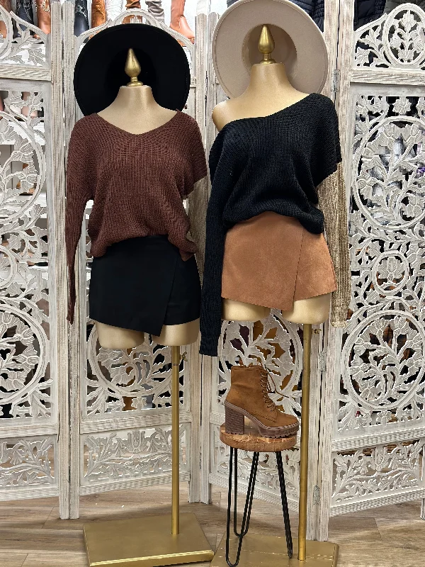 Bell - Sleeve Women's Mohair - Wool Blend SweatersAsymmetrical Cross Back Sweater