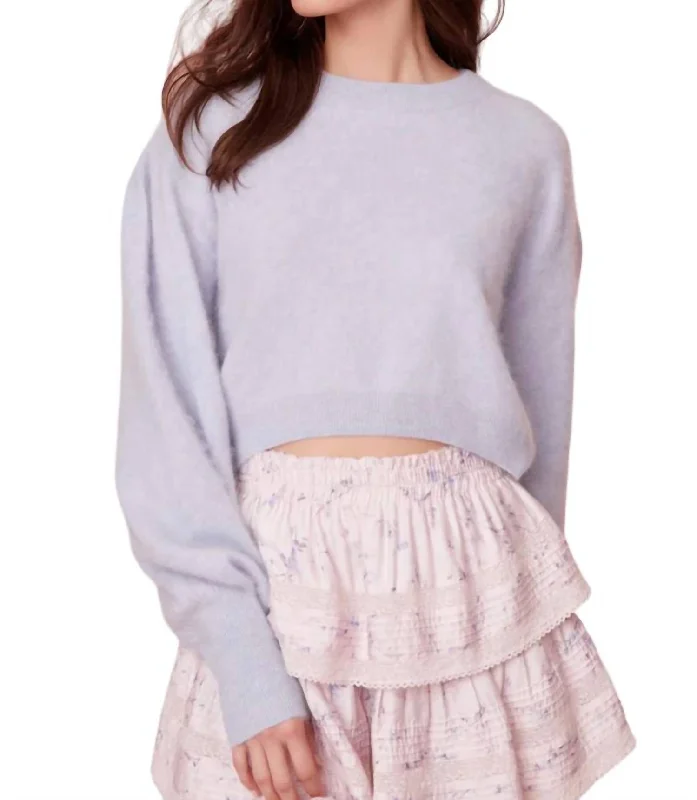 Short Sleeve Women's Cotton Blend Sweaters in Pastel ColorsCandela Pullover Sweater In Ice Blue Short Sleeve Women's Cotton Blend Sweaters in Pastel ColorsCandela Pullover Sweater In Ice Blue