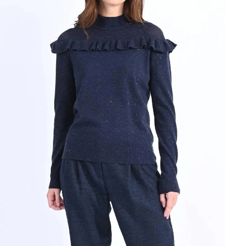 Mock Neck Women's Alpaca Wool Sweaters in Earth TonesGetting Good Sweater In Navy