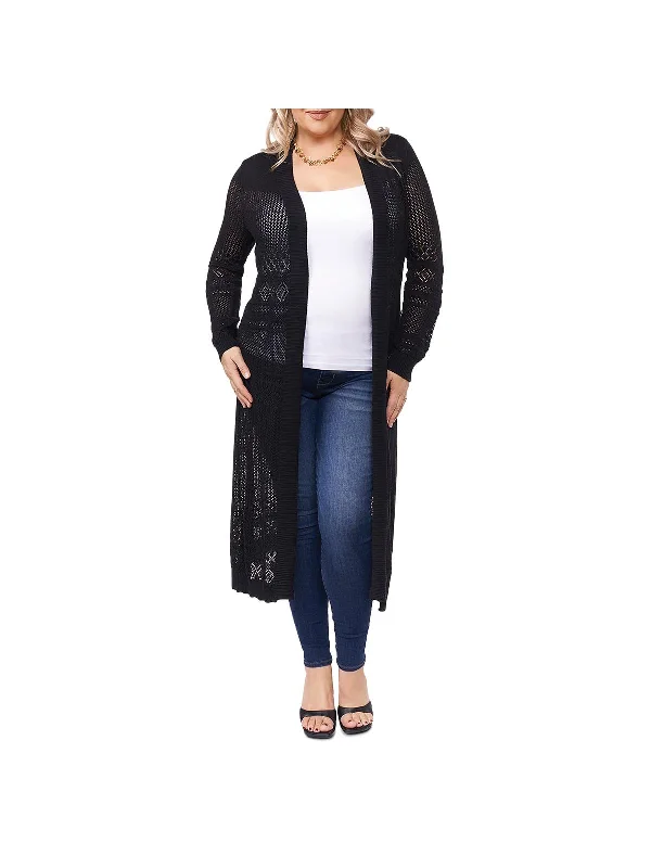 Hooded Women's Fleece - Lined Sweaters for WinterPlus Womens Pointelle Duster Cardigan Sweater Hooded Women's Fleece - Lined Sweaters for WinterPlus Womens Pointelle Duster Cardigan Sweater