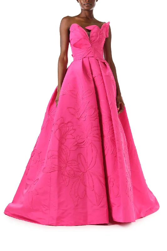 Midi dresses with gathered skirts for a full and flowing silhouetteFloral Embossed Ball Gown Midi dresses with gathered skirts for a full and flowing silhouetteFloral Embossed Ball Gown