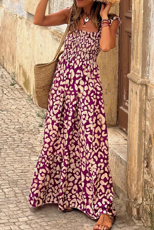 High - low midi dresses with geometric patterns for a modern partyLeopard Ruffle Straps Maxi Dress High - low midi dresses with geometric patterns for a modern partyLeopard Ruffle Straps Maxi Dress