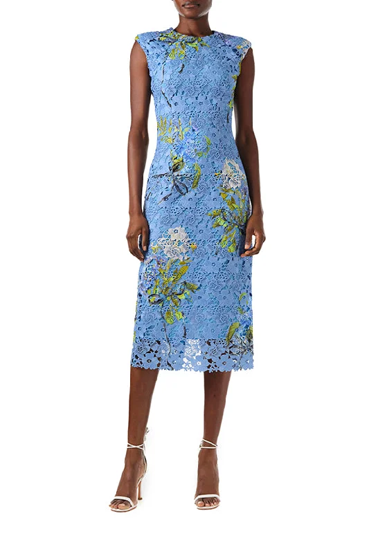 Midi dresses with lace - up fronts for a unique and adjustable styleFloral Printed Lace Sheath Midi dresses with lace - up fronts for a unique and adjustable styleFloral Printed Lace Sheath