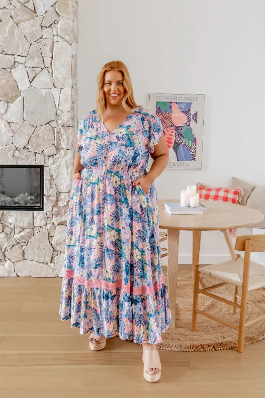 Strapless maxi dresses for a beachside vacationParadise Maxi Floral Dress