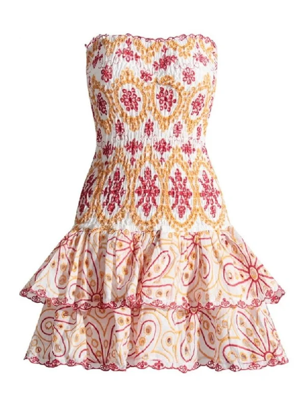 Metallic mini dresses for a glamorous eventCora Strapless Print Mini Dress - Red Print Metallic mini dresses for a glamorous eventCora Strapless Print Mini Dress - Red Print