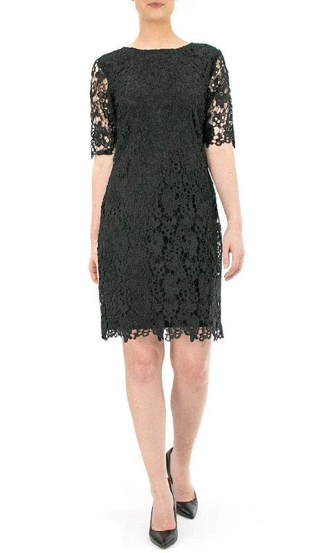 Cocktail dresses with a pleated skirt and a square necklineNina Leonard L0474A - Lace Sheath Formal Dress Cocktail dresses with a pleated skirt and a square necklineNina Leonard L0474A - Lace Sheath Formal Dress