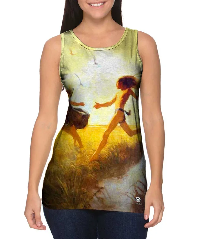 Square Neck Women's Organic Cotton Tank Tops in Earth TonesN.C. Wyeth - "The children were playing at marriage-by-capture" Square Neck Women's Organic Cotton Tank Tops in Earth TonesN.C. Wyeth - "The children were playing at marriage-by-capture"