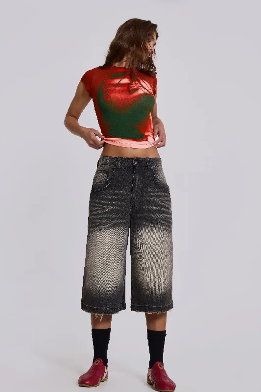 Stretchable Women Shorts for Maximum MobilityWashed Black Colossus Jorts